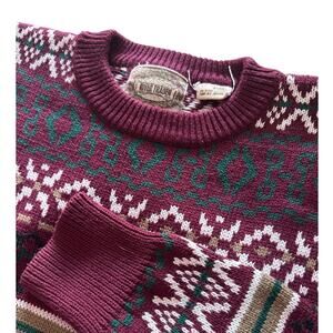 Vintage River Trader Ski Sweater Size Large 100% Cotton